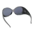 thumbnail image 4 of Womens Exaggerated Vintage Round Windbreak Goggle Style Wrap Sunglasses Grey - Black, 4 of 4