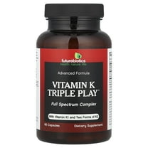 Futurebiotics Vitamin K Triple Play (Vitamin K2 MK7 / Vitamin K2 MK4 / Vitamin K1) Full Spectrum Complex, 60 Capsules