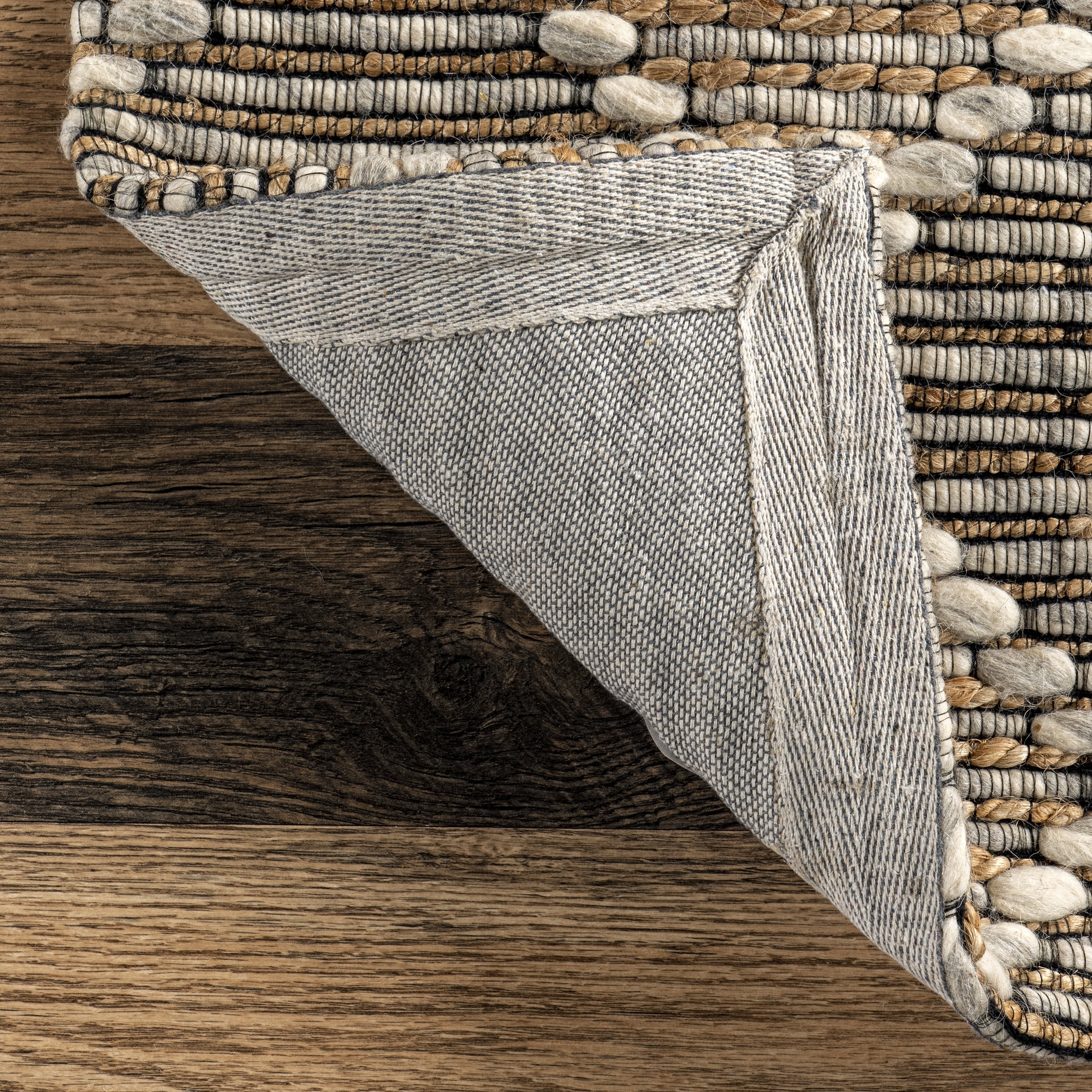 nuLOOM Leanne Geometric Jute and Wool Area Rug, 6' x 9', Natural