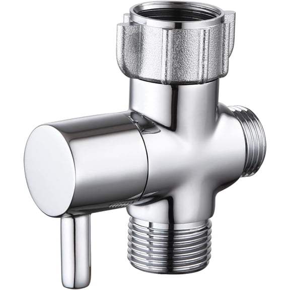 Brass Bidet T Adapter with Shut-Off Valve, Solid Brass 3-Way Tee Connector, 7/8" x 7/8" x 1/2" or 3/8", Heavy Duty Leak-Free Toilet Bidet Attachment Valve
