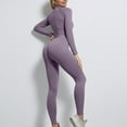 thumbnail image 5 of UAMVSH Yoga 2 Piece Outfits for Women Cropped Long Sleeve Layering Tops with High Waist Butt Lifting Leggings Seamless Athletic Sets(Large,Purple), 5 of 6