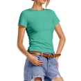 thumbnail image 3 of T Shirts for Women Slim Fit Basic Short Sleeve T Shirt Summer Tops for Women Mint Green XL, 3 of 6