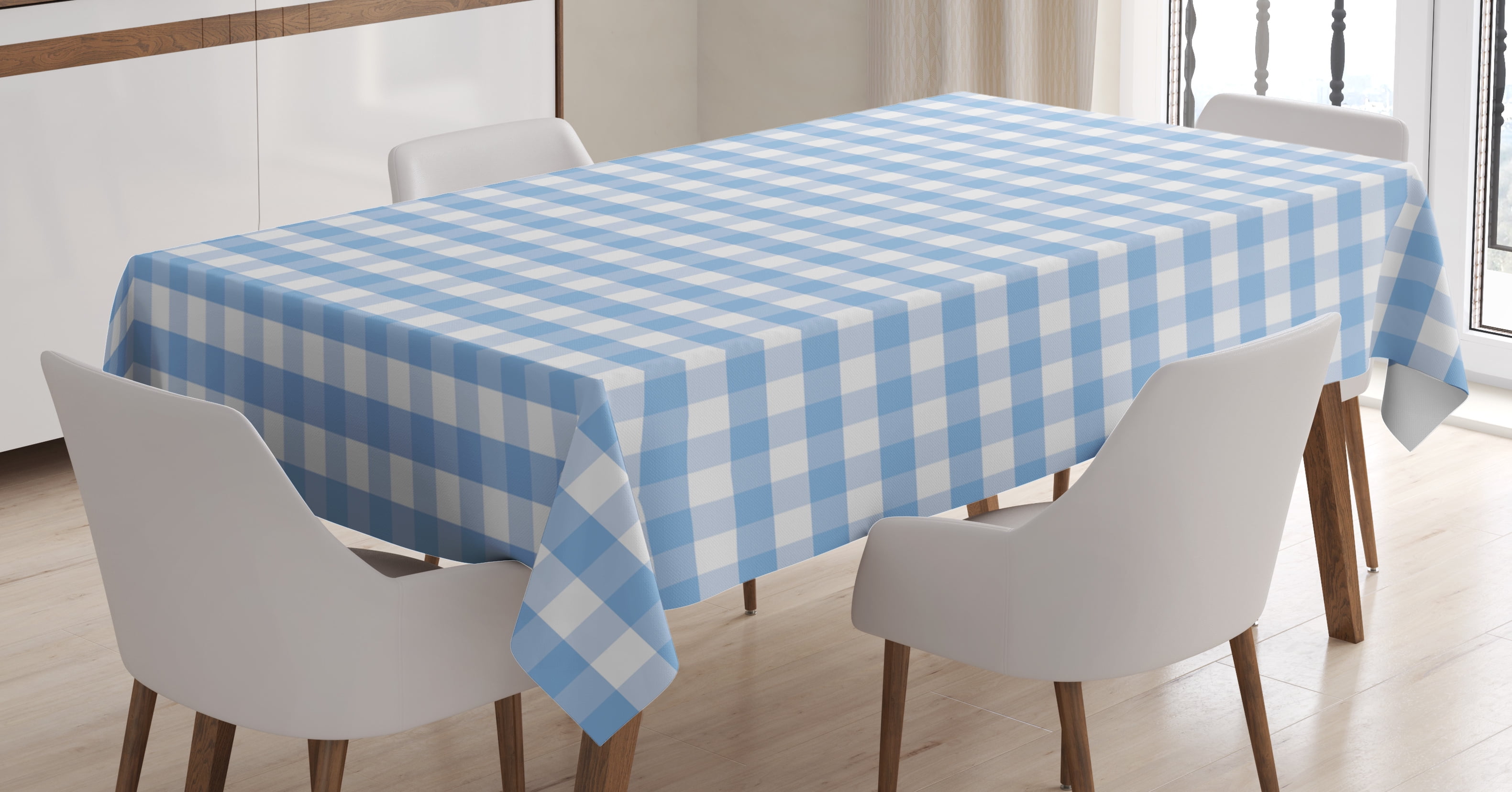 Checkered Tablecloth, Little Squares and Stripes Pastel Color Gingham