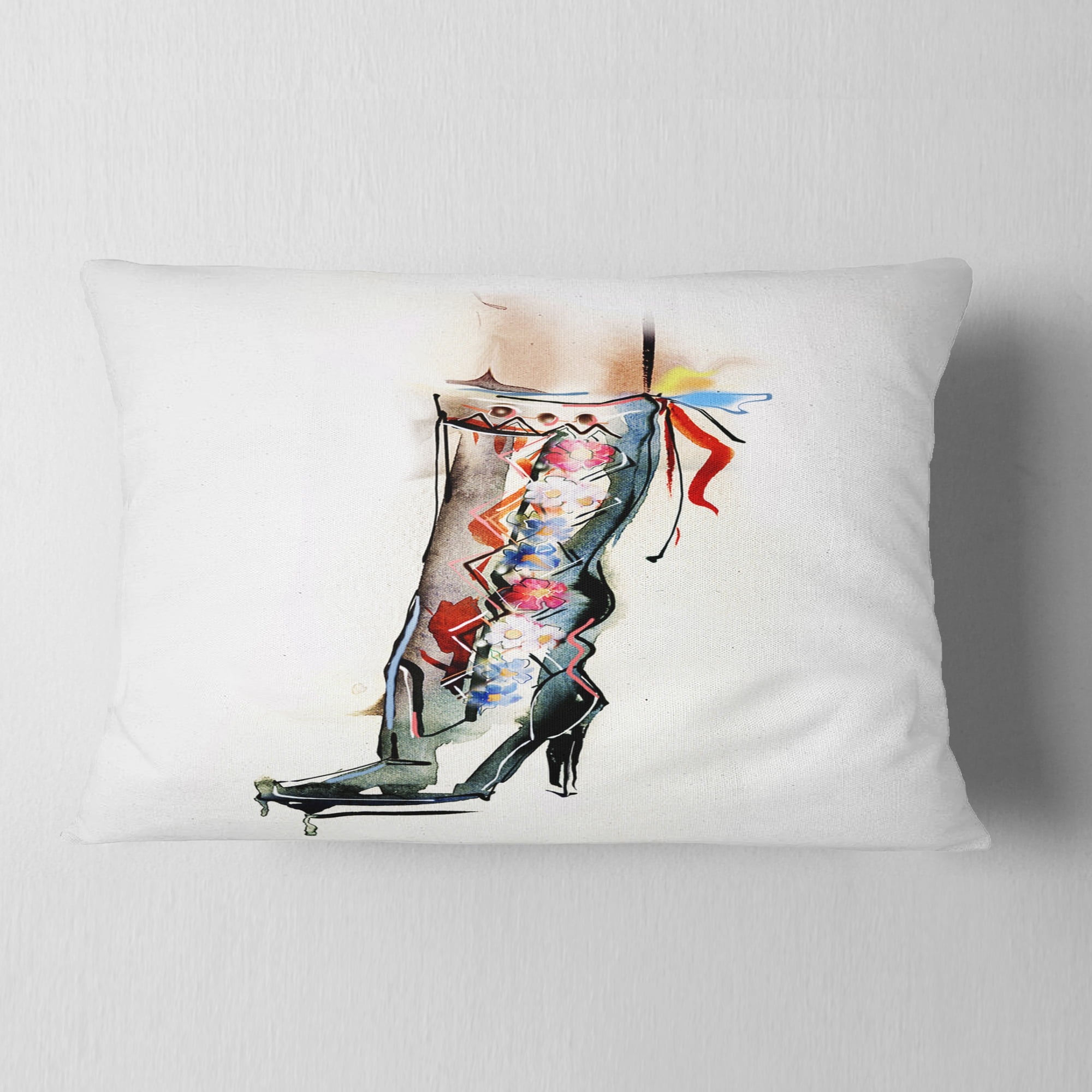 Designart Decorative Shoe - Abstract Throw Pillow - 12x20