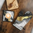 thumbnail image 5 of Black and Gold Marble Glitter Streaks Pattern Kitchen Oven Mitt and Pot Holder Sets 4 Pcs for Baking, Cooking and Grilling, Heat Resistant Up To 392 °F, 5 of 7