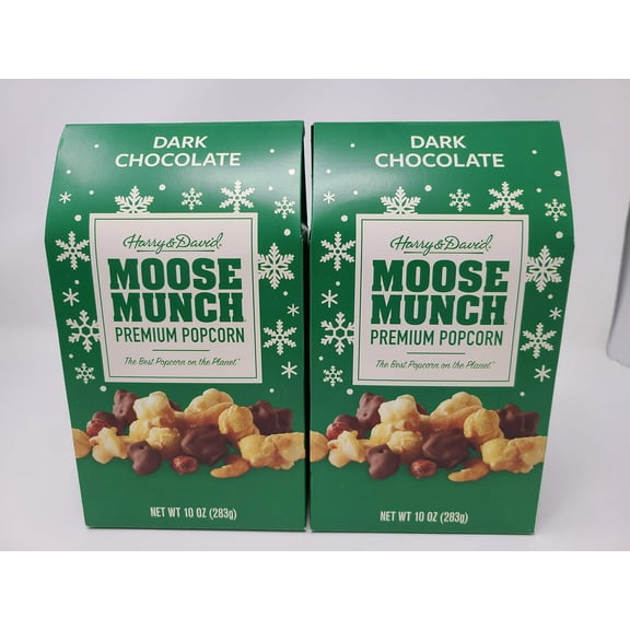Harry & David Holiday CM31 Moose Munch Premium Popcorn Dark Chocolate 10 oz, 2 Boxes