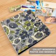 thumbnail image 4 of FORMRS 3 Ring Photo Album 4"x6" Self Adhesive Large Capacity PU Leather Cover, Green Floral, 4 of 8