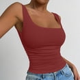 thumbnail image 4 of longantii Womens Square Neck Tank Tops Crop Summer Basic Going Out Tops Tight Crop Ruched Fashion Clothing 2026 Wine M, 4 of 7