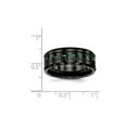 thumbnail image 2 of Ceramic Black with Green Carbon Fiber Beveled Edge Wedding Band Ring for Men, 2 of 5