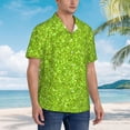 thumbnail image 3 of KLL Lime green glitter Pattern Men's Hawaiian Shirt Short Sleeve Button Down Beach Shirts,Medium, 3 of 7