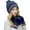 Navy, variant on Women's Fleece Lined Knit Hat Set, Korean Style Pom Pom Beanie with Ear Flaps, Warm Winter Hat with Fingerless Gloves, Cuffed Knit Cap, Winter Accessory Set, Cute Knit Set Beige