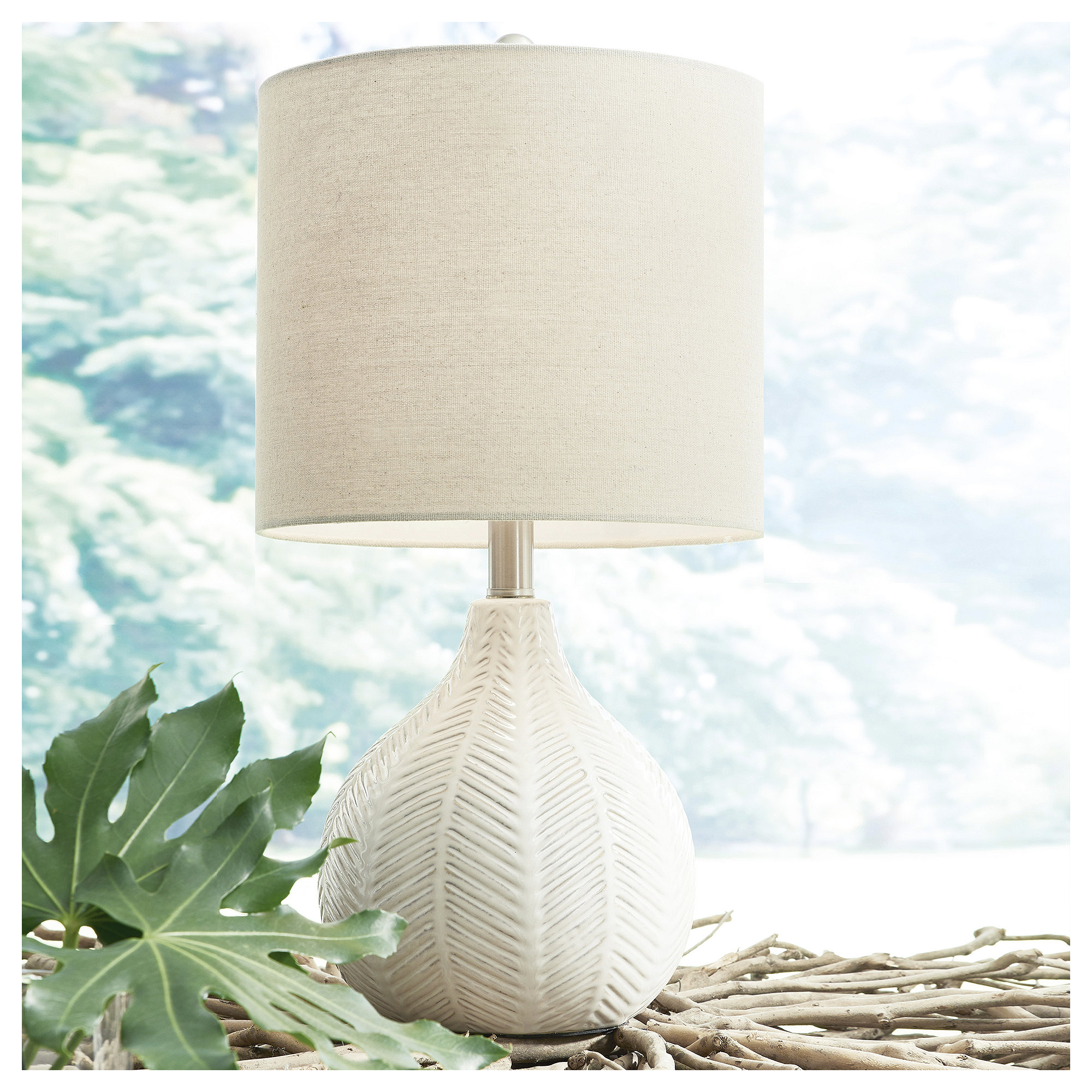 Signature Design by Ashley Casual Rainermen Table Lamp  Off White