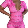 thumbnail image 1 of Femmes Sexy Body Manches Courtes Profond V Cou Combinaisons Shorts Pyjama Tenue, 1 of 6