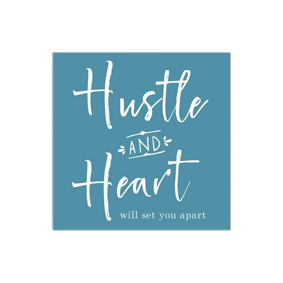 Hustle Heart Cerulean Blue 12 x 12 Wood Wall Sign Plaque