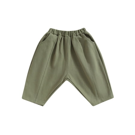 

Qtinghua Toddler Baby Boy Girl Harem Pants Casual Elastic Waist Solid Color Long Pants Sweatpants Army Green 5T