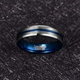 thumbnail image 5 of 6mm Tungsten Wedding Band for Women Men Blue Plated Groove Polished Beveled Edge Comfort Fit Size 7-12, 5 of 6