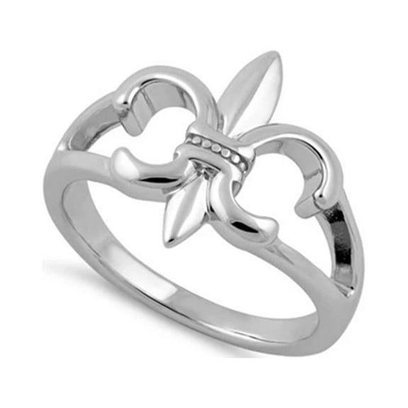 Antique 925 Sterling Silver Platinum Plated Fleur De Lis Women Mom Gift Ring