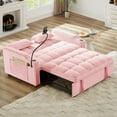 thumbnail image 2 of Newest 3-in-1 Foldable Double Recliner Sofa Bed with USB Port & Swivel Phone St, - Velvet Pull-Out Sleeper, Adjustable Backrest, Side Pockets for Small Spaces,Pink, 2 of 6