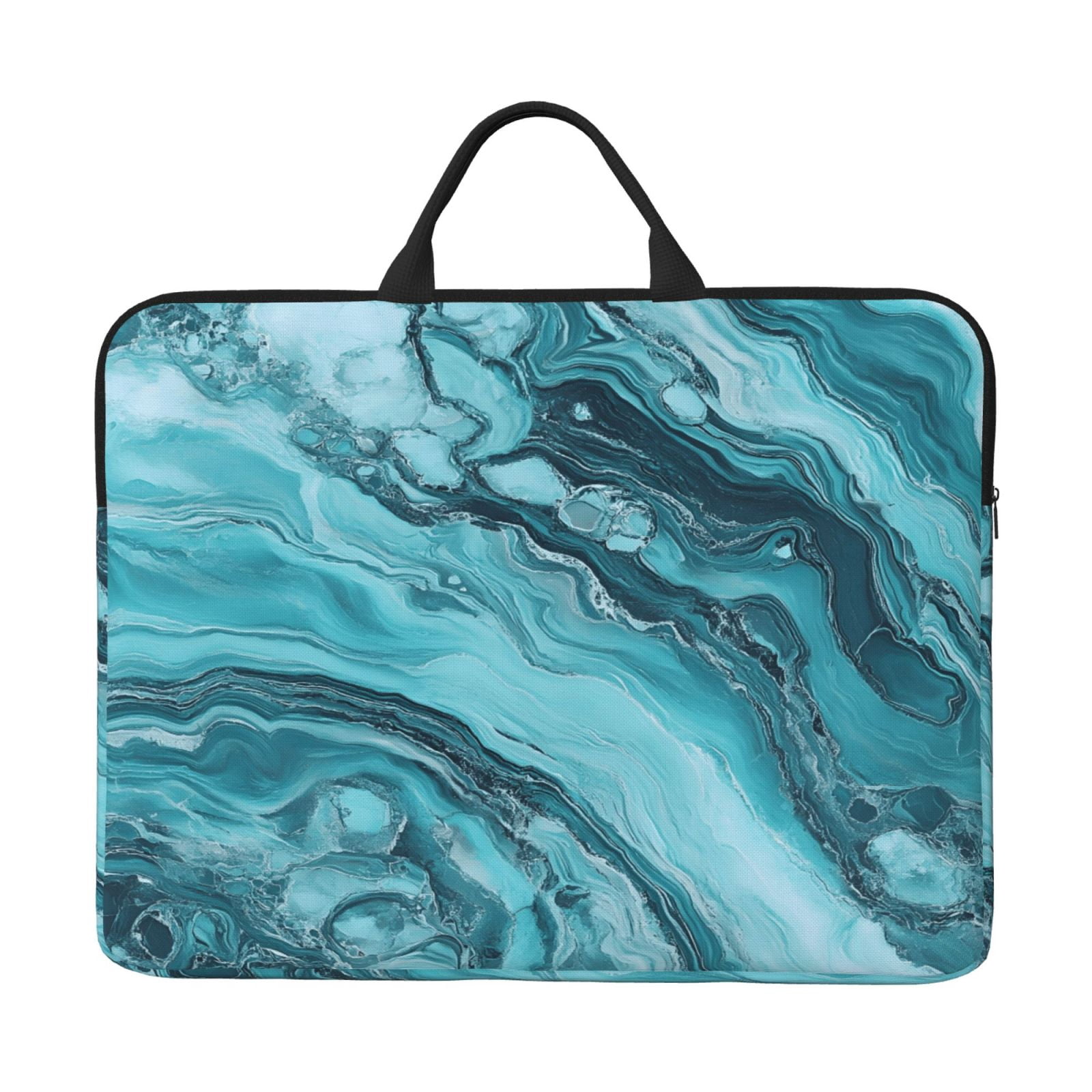 Laptop Sleeve Bag For Women Men 14inch Waterproof Durable Protective Computer Carrying Cover Handle Laptop Case Bag Teal Marble_1