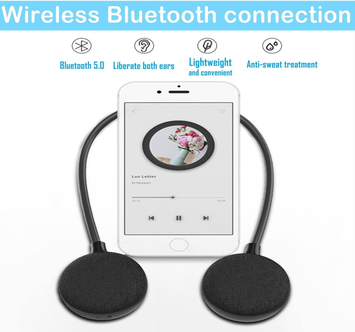 Neck Speaker with Stereo Sound - Bluetooth 5.3, IPX5 Waterproof, 15H Playtime, Lightweight Hands-Free Speaker for Sports, Outdoors & Home