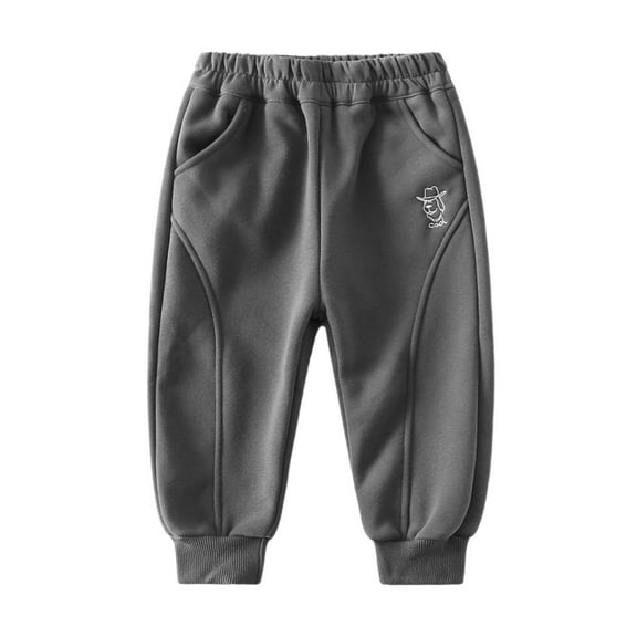 Boys Thermal Pants Winter Fleece Lined Trousers For Kids Thickened Casual Sport Sweatpants With Comfortable Elastic Waist