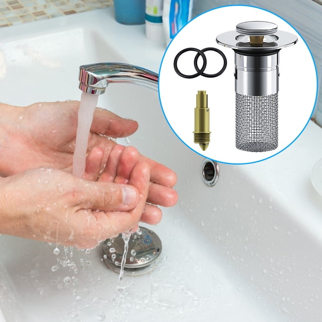 Precios Inmejorables, Tapón para lavabo de baño con filtro de acero inoxidable extraíble, recogedor de pelo, repuesto universal para lavabo Akmoler