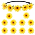 thumbnail image 1 of BETESSIN Diadema de flores con forma de girasol y 10 pinzas para el pelo, accesorios para el cabello con margaritas, diadema amarilla con flores, corona para mujeres, niñas, bodas en la, 1 of 5