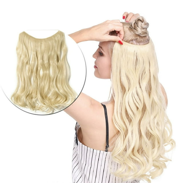 Extensions de Cheveux Invisibles Fil Miracle Secret Cheveux Bouclés Lisses Synthétiques