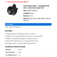 thumbnail image 2 of Front Blower Motor - Compatible with 2015 - 2022 Ford Transit-150 2016 2017 2018 2019 2020 2021, 2 of 2