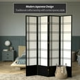 thumbnail image 2 of Red Lantern 7 ft. Tall Double Cross Shoji Screen - Black - 4 Panels, 2 of 6