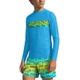 thumbnail image 2 of Bathing Suits for Teens Rash Guard Swimsuits Set for Boys Hawaiian Print Long Sleeve Swim Shirt with Swim Trunks Vacation Modest Two Piece Swim Set for 3-14Years, 2 of 7