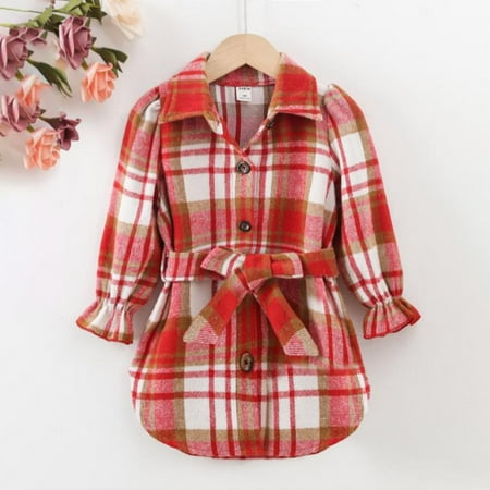 

Cathalem Dresses 5 Year Old Fashion Kids Girls Boys Fleece Flannel Shirts Jacket Plaid Printed Long Kids Fall Clothes Girls Dress Red 3-4 Years