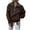 Bronze, variant on Women's Suede Lapel Motorcycle Jacket, Batwing Sleeve Short Style Coat, Ribbed Trim Belted Outerwear, Casual Zippered Jacket with Pockets, Spring Streetwear Fashion, Oversized Comfort Top Bronze M