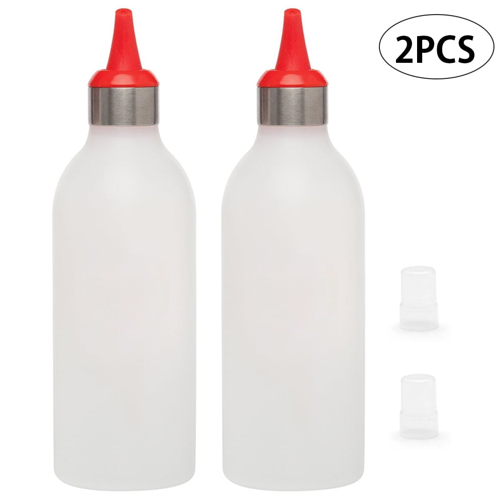 2 Pcs Kitchen Plastic Squeeze Bottle Condiment Bottles Dispenser for Jam Sauce Vinegar Oil;2 Pcs
