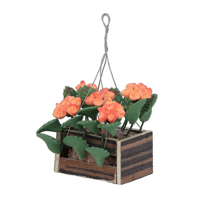 1:12 Scale Miniature Hanging Flower Basket High Simulation Dollhouse Hanging Plant Pot for Decoration