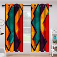 thumbnail image 3 of Colorful Abstract Blackout Window Curtains, Geometric Red Orange Cyan Pattern Aesthetic Art Living Room Bedroom Decor Thermal Curtain Darkening Grommet Window Drapes Treatments, 2 Panels 52x84 Inch, 3 of 6