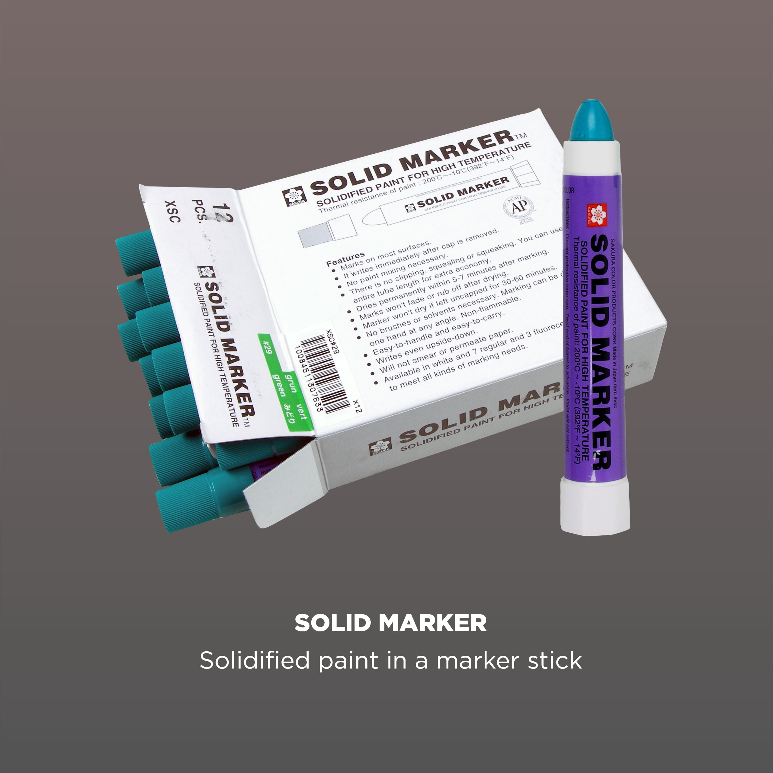 Sakura Solid Paint Markers - Permanent Marker Paint Pens - Window, Wood, & Glass Marker - Green Paint - 12 Pack
