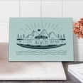 thumbnail image 2 of Explore Cutting Board, Hand Drawn Sketch Mountains and Kayak with Explore Every River Bend Slogan, Decorative Tempered Glass Cutting and Serving Board, Small Size, Dark Blue and White, by Ambesonne, 2 of 4