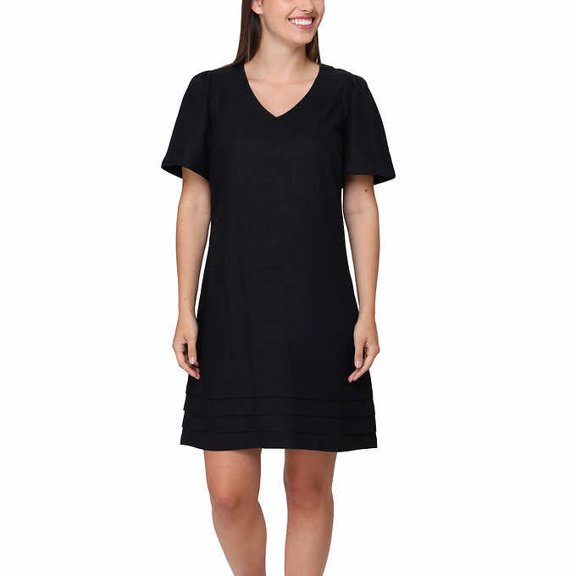 Nicole Miller Ladies' Linen Blend Dress| Black,Small