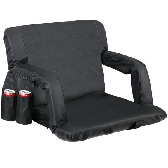 SSyao 25" Portable Wide Stadium Seat for Bleachers Reclining Chair w/Back Support, Arm-Black