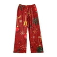 thumbnail image 4 of WTOBBY Women's Merry Christmas Print Pajama Bottoms, Soft Fleece-Lined Sleep Pants with Festive Snowflake and Tree Designs, Casual Home Wear for Winter,Red M, 4 of 5