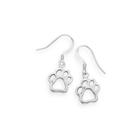 Animal Paw Print Earrings Cut Out Design Cat Dog Sterling Silver Animal Paw Print Earrings Cut Out Design Cat Dog Sterling Silver