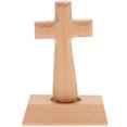 thumbnail image 1 of EeaseMX 1 pieza de adorno de cruz de madera, cruz latina de pie, cruz católica cristiana de madera maciza para decoración., 1 of 7
