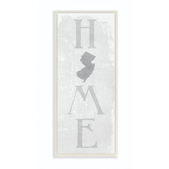 Stupell Industries New Jersey Home State Map Grey Textured Word Design Wall Plaque Art by Daphne Polselli