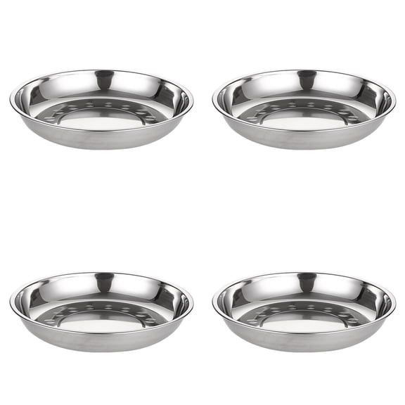 4-Pack 6.3 INCHES Stainless Steel Round Plate/Camping Metal Dinner Plates