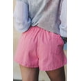 thumbnail image 5 of Women's Pink Stripe Denim Shorts – High Waist Elastic Drawstring Casual Summer Style, XL, 5 of 5