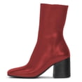 thumbnail image 3 of YDN Women Fashion Calf Boots Square Closed Toe Side Zippers Booties Block Mid Heels Business Daily Office Shoes Size 8 Red, 3 of 5