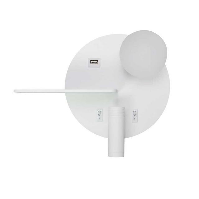 Luz de pared de cabecera Advancent de aluminio con interfaz USB Tipo 2 Blanca