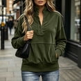thumbnail image 2 of Tqcoqu Women's Corduroy Buttoned Stand Collar Sweatshirt,Oversized Long Sleeve Casual Tops with Kangaroo Pocket,2026 Fall WinterTrendy Clothes,Army Green Women's S-XXL, 2 of 9