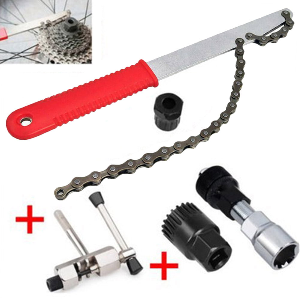 Bike Bicycle Remover Repair Tool Cassette Freewheel Chain Whip Sprocket Lock Kit 